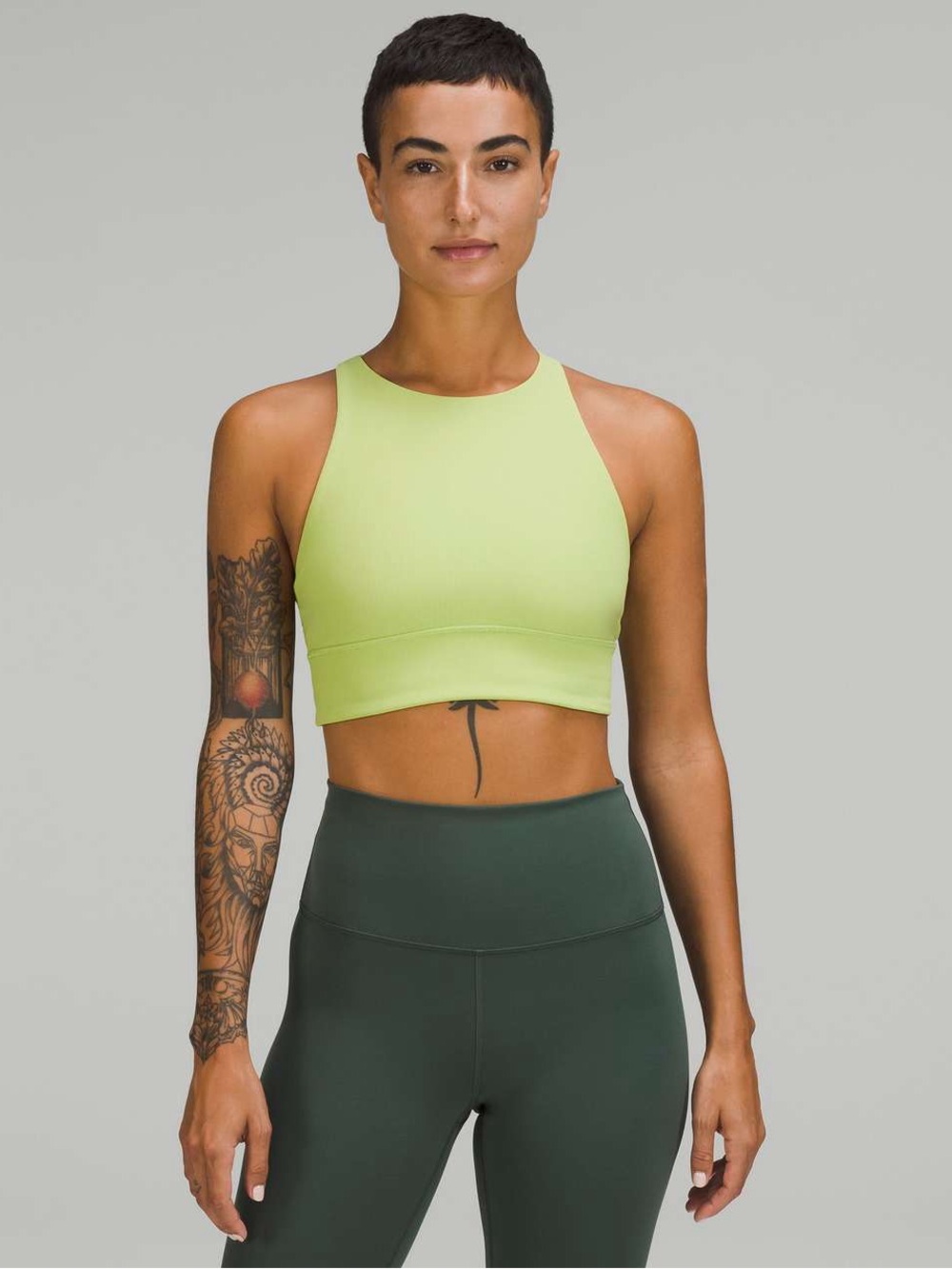 Lululemon Energy High-Neck Longline Ribbed Bra in Wasabi - Lime Green Size 8